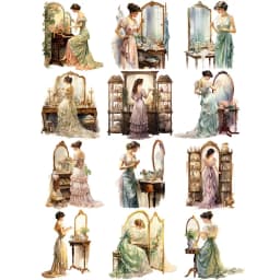 12Pcs/Pack Makeup Mirror Girl Sticker DIY Craft Scrapbooking Album Junk Journal Decorative Stickers