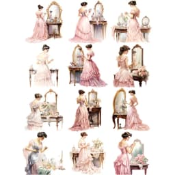 12Pcs/Pack Makeup Mirror Girl Sticker DIY Craft Scrapbooking Album Junk Journal Decorative Stickers