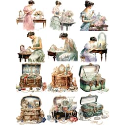 12Pcs/Pack Makeup Mirror Girl Sticker DIY Craft Scrapbooking Album Junk Journal Decorative Stickers