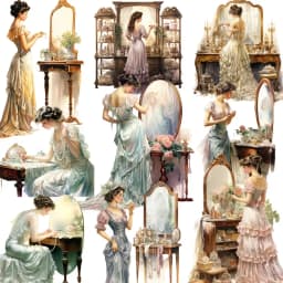 12Pcs/Pack Makeup Mirror Girl Sticker DIY Craft Scrapbooking Album Junk Journal Decorative Stickers