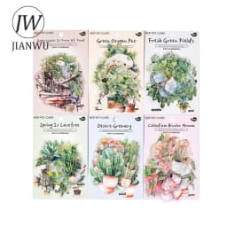 JIANWU 30Sheets Plant Collection Office Series Vintage Flower Material Decor PET Sticker Creative DIY Journal Collage Stationery