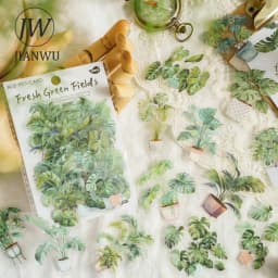 JIANWU 30Sheets Plant Collection Office Series Vintage Flower Material Decor PET Sticker Creative DIY Journal Collage Stationery