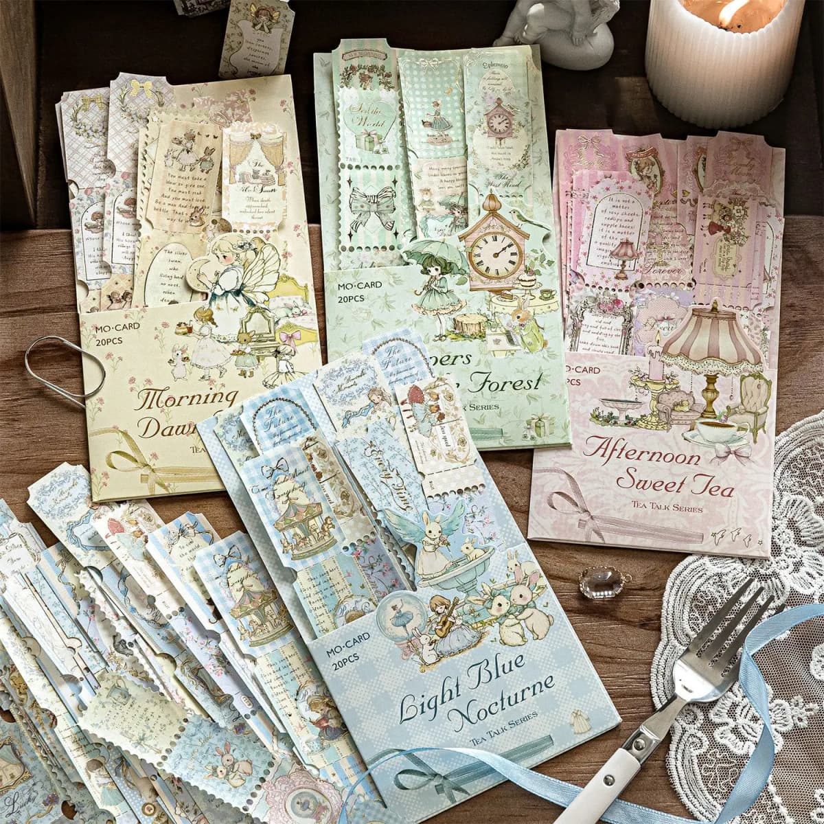 20pcs/1lot Kawaii Scrapbook Stickers tea party Junk Journal Gold Planner Stationery Decorative