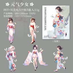 5pcs/1pack Kawaii Stationery Stickers Sakura maiden Diary Planner Decorative Mobile Stickers Scrapbooking Craft Stickers