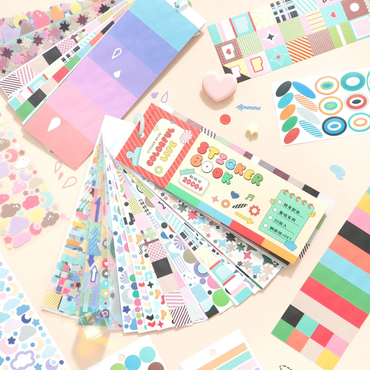 Journal GO 30pcs Cute Basic Colorful Stickers for Planner Diary Card Making Scrapbooking Journaling diy Stationery Decals