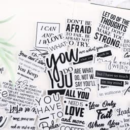 55pcs Cute Stickers Hand Account English Magazine Short Sentence Letter Material Decorative Set Stationery Planner