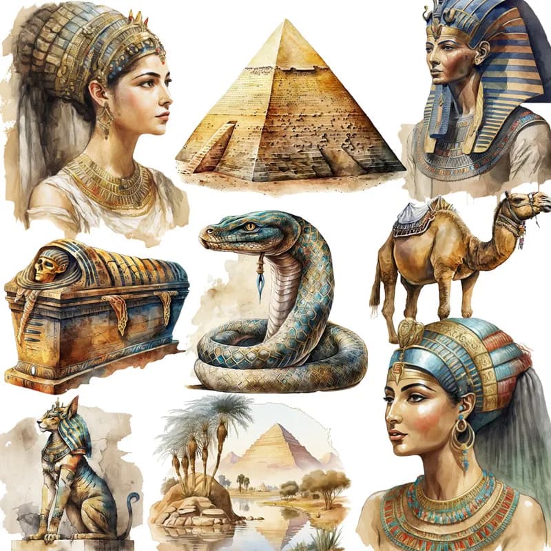 12Pcs/Pack Vintage Ancient Egypt Sticker DIY Craft Scrapbooking Album Junk Journal Decorative Stickers