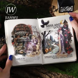 JIANWU Vintage Dark Fairy Tale Character Landscape Material Collage Scrapbooking PET Sticker Creative DIY Journal Stationery