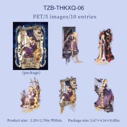 JIANWU Vintage Dark Fairy Tale Character Landscape Material Collage Scrapbooking PET Sticker Creative DIY Journal Stationery