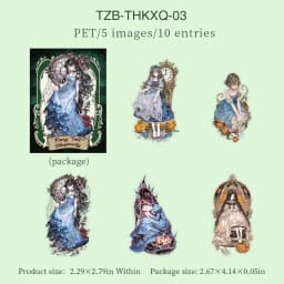 JIANWU Vintage Dark Fairy Tale Character Landscape Material Collage Scrapbooking PET Sticker Creative DIY Journal Stationery
