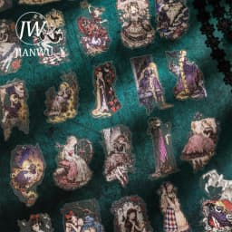 JIANWU Vintage Dark Fairy Tale Character Landscape Material Collage Scrapbooking PET Sticker Creative DIY Journal Stationery