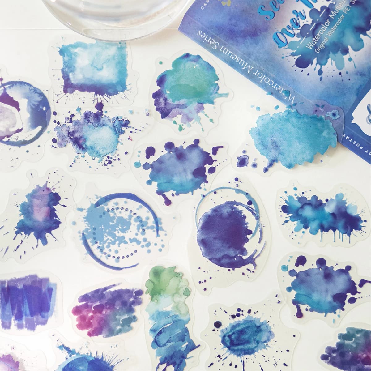 30 pcs Watercolor Trace Pattern PET Sticker Creative Stationery DIY Deco Journal Material Collage hand tent Scrapbook supplies