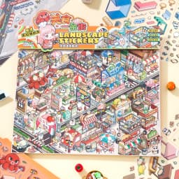 Amusement Park Series Large Landscape Stickers Miniature Scene Creative Stationery Decompression Art Supplies for Office Use