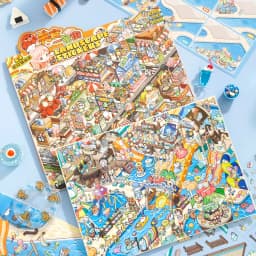 Amusement Park Series Large Landscape Stickers Miniature Scene Creative Stationery Decompression Art Supplies for Office Use