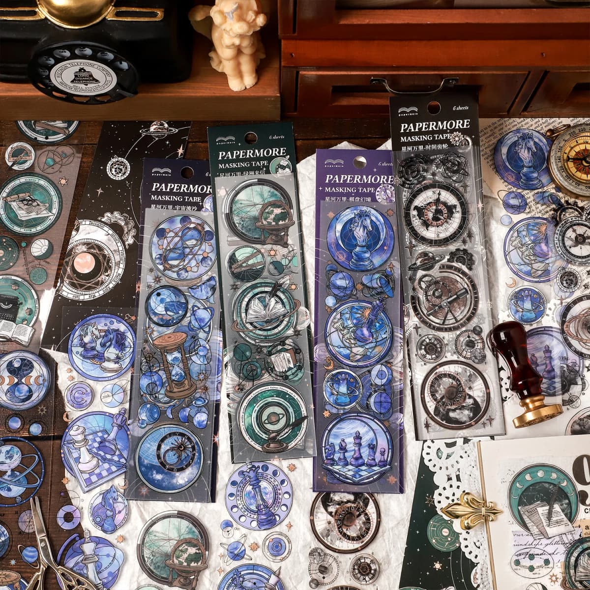 6pcs/pack Vintage PET Stickers Star Sticker Scrapbooking Supplies DIY CUT Deco Junk Journal Planner Sticker Stationery
