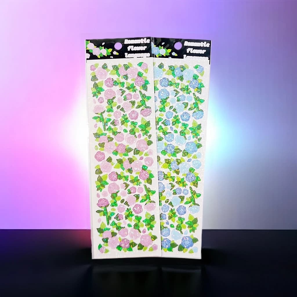 Cute Korean Style Flower Hologram Stickers - Kawaii Sticker for KPOP Toploader deco Scrapbooking Memopad Decoration