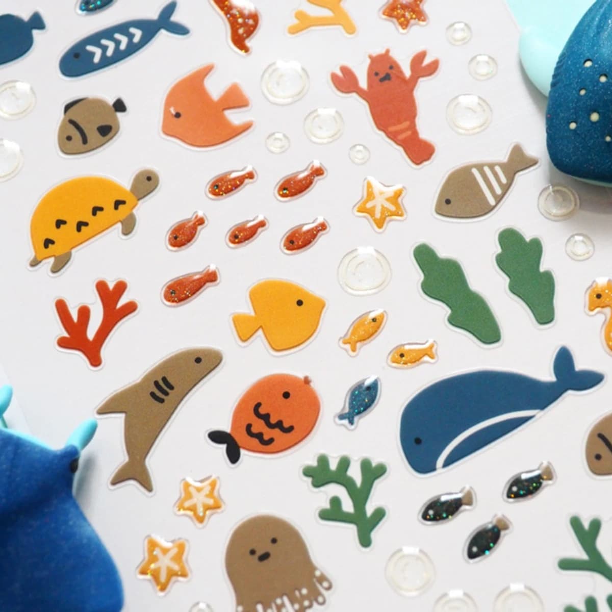Korean BONITO Under The Sea Crystal Drop 3D PVC Stickers Scrapbooking Diy Journal Diary Sticker Cute Decor School Gift