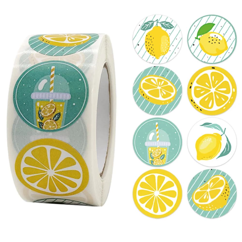 100-500pcs 1 inch 8 Kinds of Design Lemon Stickers Thank You Stickers for Envelope Seals Business Packaging Party Favors Decor
