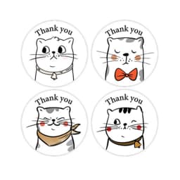 500pcs/roll Thank You Cat Stickers Cute Cartoon Animal Stickers Kids Gift Party Birthday Packaging Sealing Baking Business Label