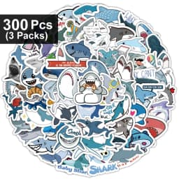 50-300p Sharks Ocean Fish Kawaii Stickers Toys Cute Cartoon Decals For Kids DIY Laptop Scrapbook Stationery Fridge Funny Sticker