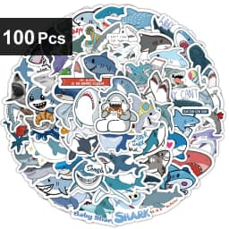 50-300p Sharks Ocean Fish Kawaii Stickers Toys Cute Cartoon Decals For Kids DIY Laptop Scrapbook Stationery Fridge Funny Sticker