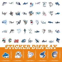 50-300p Sharks Ocean Fish Kawaii Stickers Toys Cute Cartoon Decals For Kids DIY Laptop Scrapbook Stationery Fridge Funny Sticker