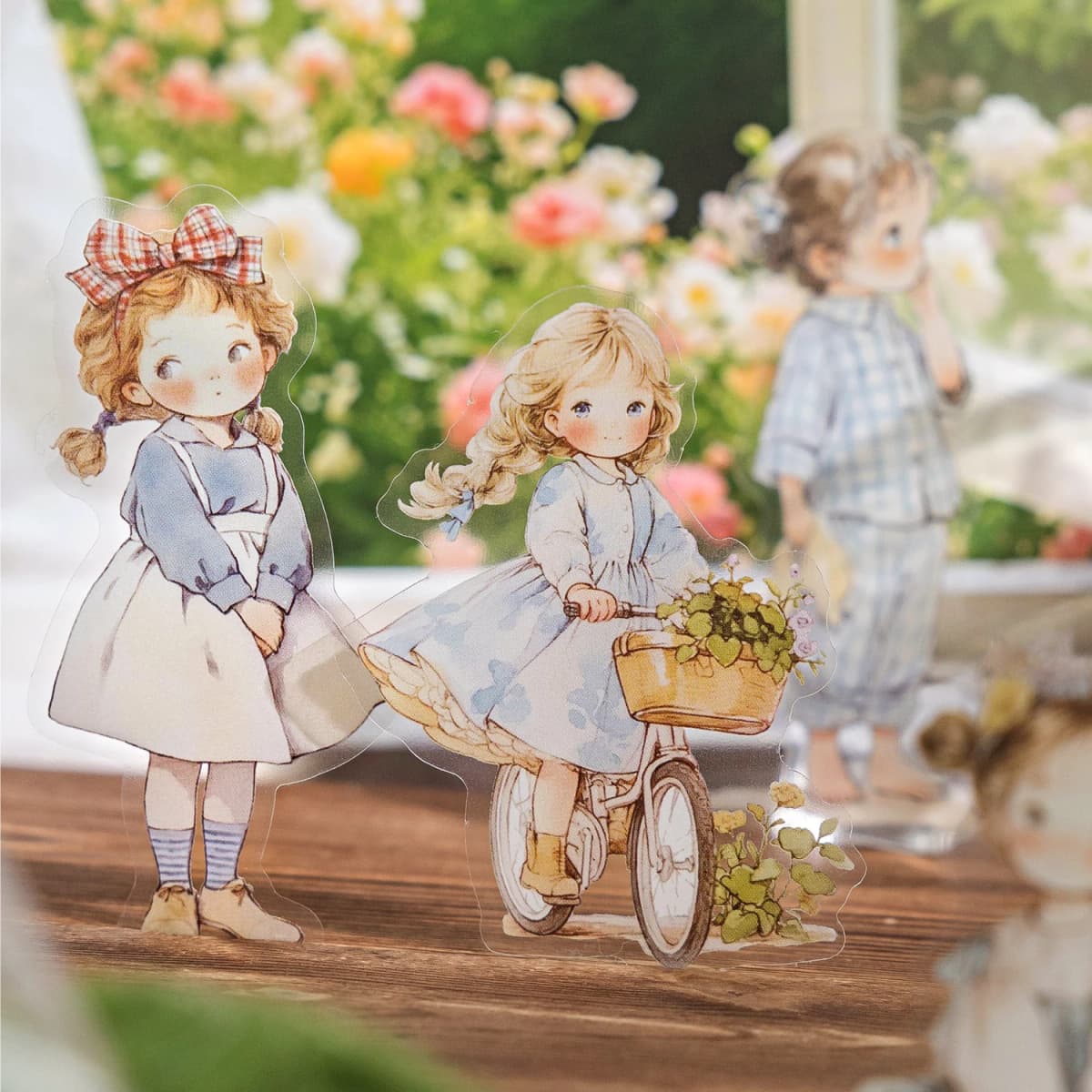 40pcs/pack Kawaii Ins Aesthetic Stationery Stickers Cute Doll PET Stickers DIY Scrapbook Diary Album Junk Journal Decoration