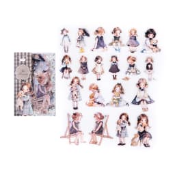 40pcs/pack Kawaii Ins Aesthetic Stationery Stickers Cute Doll PET Stickers DIY Scrapbook Diary Album Junk Journal Decoration
