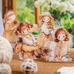 40pcs/pack Kawaii Ins Aesthetic Stationery Stickers Cute Doll PET Stickers DIY Scrapbook Diary Album Junk Journal Decoration