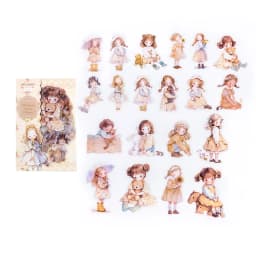 40pcs/pack Kawaii Ins Aesthetic Stationery Stickers Cute Doll PET Stickers DIY Scrapbook Diary Album Junk Journal Decoration