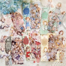 40pcs/pack Kawaii Ins Aesthetic Stationery Stickers Cute Doll PET Stickers DIY Scrapbook Diary Album Junk Journal Decoration