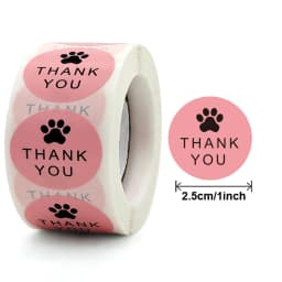 500Pcs Round Dog Paw Print Thank You Label Stickers Used for Shipping and Mailing Box Seal Labels Decorative Gifts Stickers