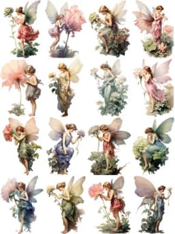 16Pcs/Pack Flower Elf Fairy Sticker DIY Craft Scrapbooking Album Junk Journal Decorative Stickers