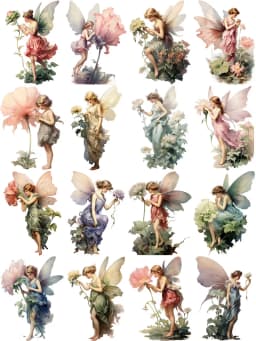 16Pcs/Pack Flower Elf Fairy Sticker DIY Craft Scrapbooking Album Junk Journal Decorative Stickers