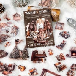 Journal GO 30pcs Warm Moments Sticker Pack PET Diorama Journal Material Winter Girl Collage Decor Themed Creative Stationery