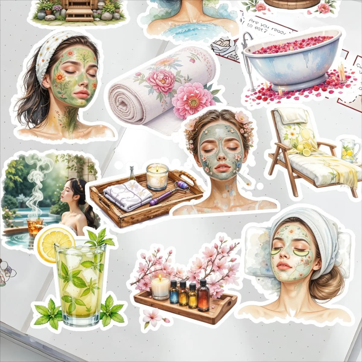 16pcs Hand Account beauty spa skin care facial mask girl Stickers Butterfly Egirl Diary Album Mobile Phone Shell Decoration