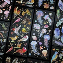 3pcs Kawaii Sticker Pack Feather Dragonfly Bird Jellyfish Decorative Scrapbooking Material Labels for Diary Phone Journal Planne