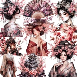 12Pcs/Pack Sakura Palace Kimono Girl Sticker DIY Craft Scrapbooking Album Junk Journal Decorative Stickers