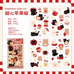 4sheets Cute Pet Tea Party Series Kawaii Cartoon Animal Decoration Stickers DIY Diary Scrapbook Aesthetics Stationery Stickers