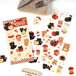 4sheets Cute Pet Tea Party Series Kawaii Cartoon Animal Decoration Stickers DIY Diary Scrapbook Aesthetics Stationery Stickers