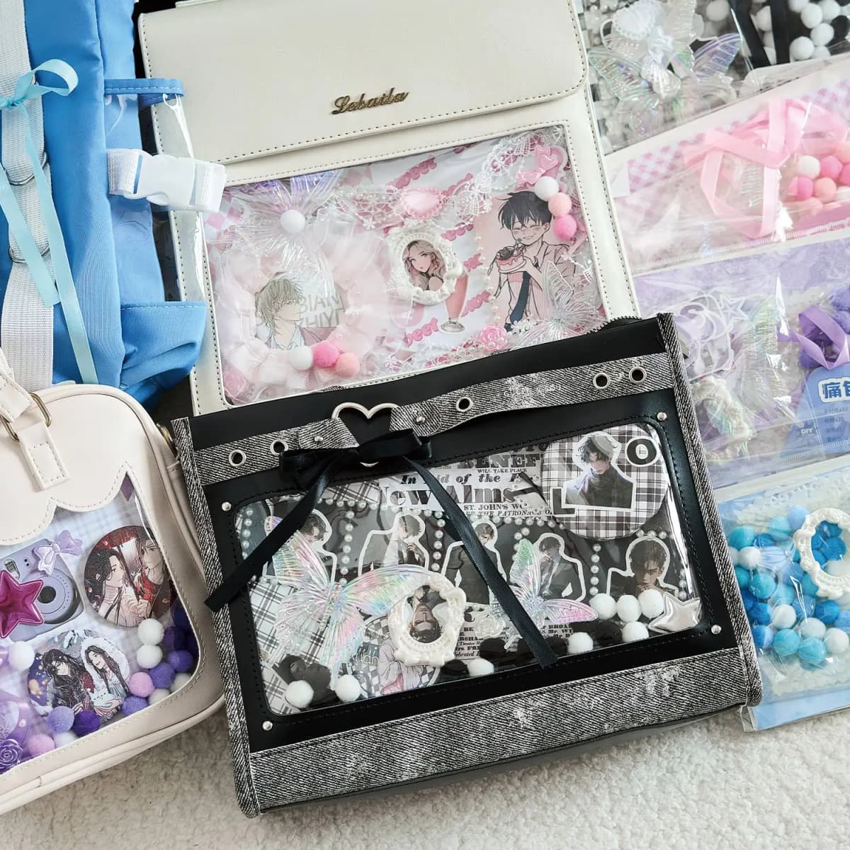 Kawaii Lace Bow Sticker Pack Manga Exhibition Accessories Material Pack DIY Background Decoration Aesthetics Supplies