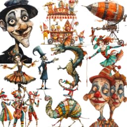 20Pcs/Pack Fun Circus Sticker DIY Craft Scrapbooking Album Junk Journal Decorative Stickers