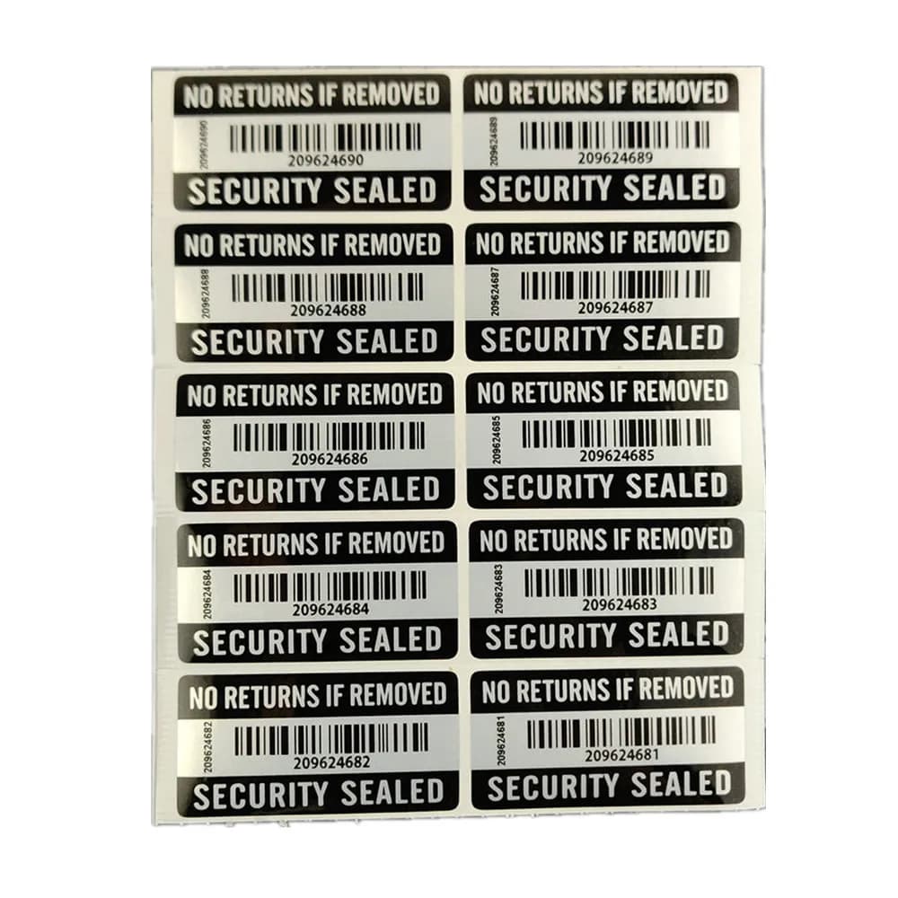 100PCS No RETURNS IF REMOVED Tamper Proof Warranty Void Label Sticker 2" x 1“ Security Warranty sticker