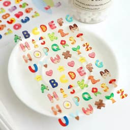 Korean Import BONITO Creative Alphabet Number Colorful Jelly 3D Stickers Scrapbooking Diy Journal Stationery Sticker School Gift