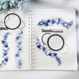 Etori Life Fall in Love Blues Floral Vine Black and White Round Border Pet Stickers 20 Sheets for Notebook Collage Decoration, Laptop Stickers, Office Decoration Accessories, Handmade Scrapbooking Supplies, Pencil Cases, Stamp Pads, DIY Diary, Student Gift Paper Bags, Stationery Stickers, School Supplies, Back-To-School Season, Gifts for Friends
