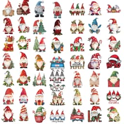 50PCS Happy Christmas Gnome Stickers PVC Decorative for Home 2024 Wall Sticker Gift Year Christmas 2025 Aesthetic Phone Sticker