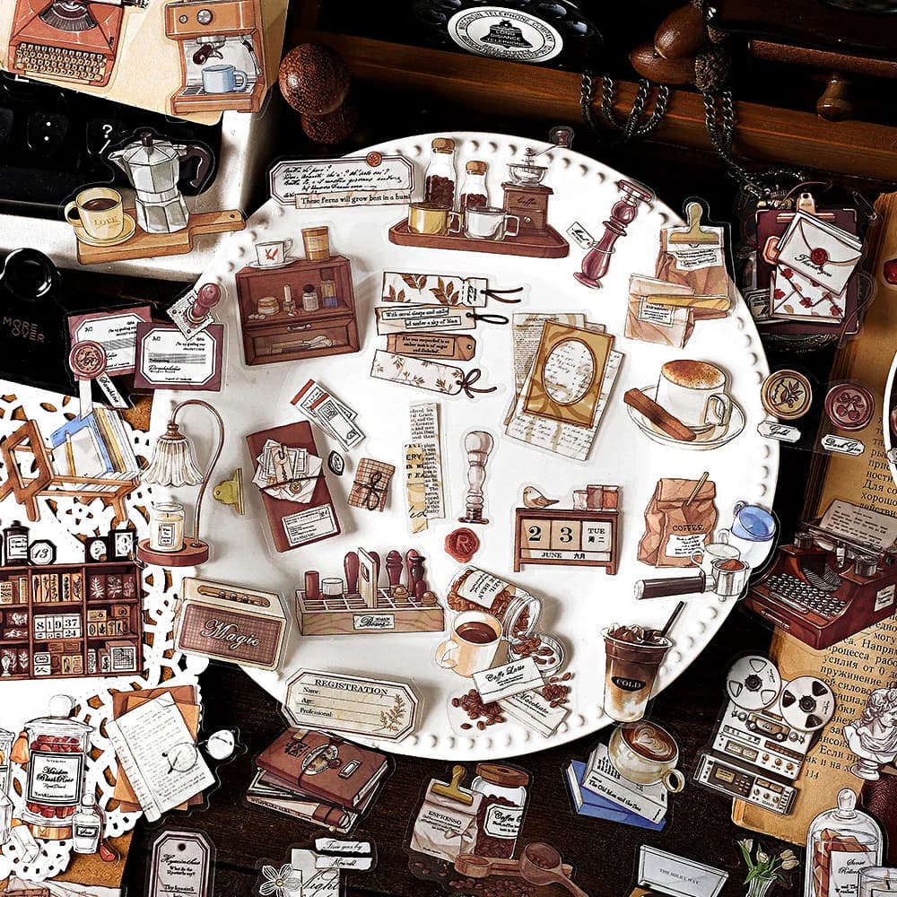 4style 40pcs Vintage Dark Art PET Stickers Creativity Decorative Diary Album Scrapbooking Collage material Junk Journal Supplies
