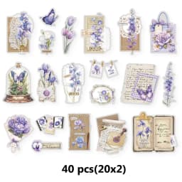 Etori Life Purple Blue Roland Letters with Floral Patterns Vintage Journal Stickers DIY Scrapbook Supplies, Room Decoration, Gift Box Packaging, Baking Sealing, Student Stationery, Children's Stickers, Die-Cut Craft
