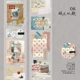 Journal GO 5x200cm Freedom is the Wilderness Retro Art Die Cut Tape Stickers Creative Journal Scrapbooking DIY Aesthetic Sticker