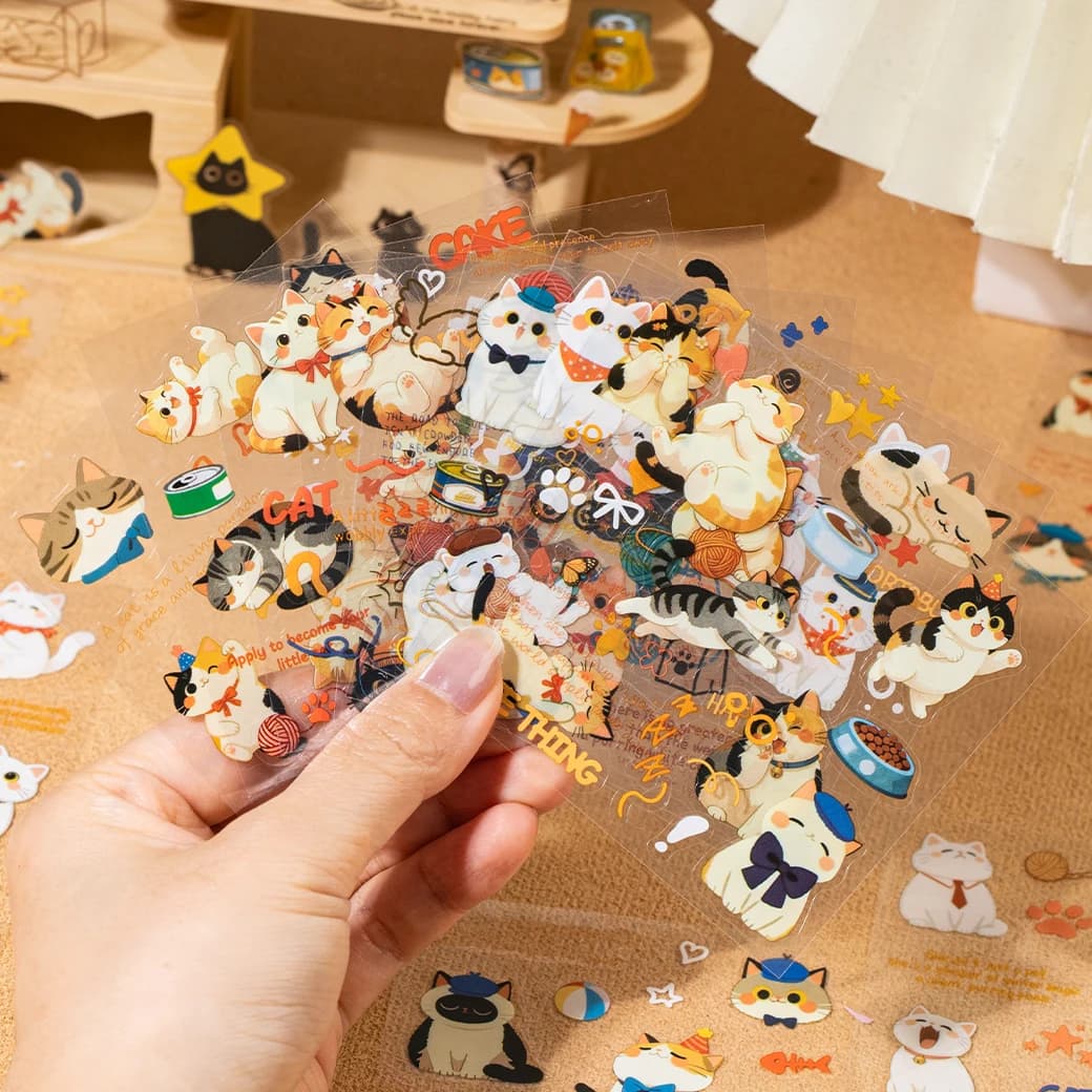 Journal GO 20pcs Kitten Diary Sticker Book Lovely Scrapbooking diy Cat Stickers for Collage Junk Journal Card Mobile Alum Decor